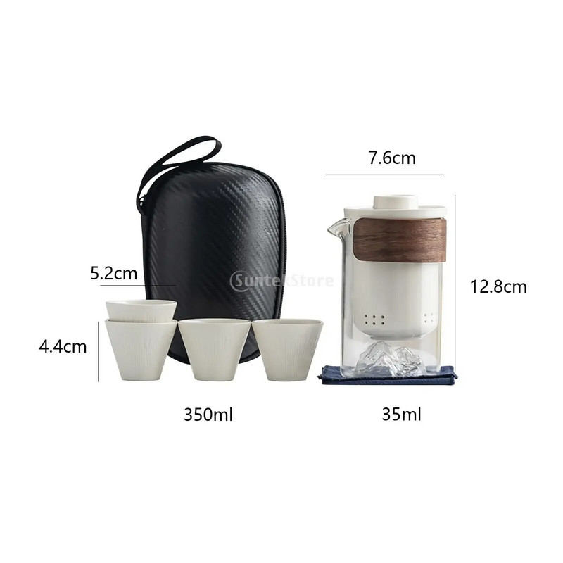 Travel With Hotel Picnic Infuser Set Mini Tea For Friends Πεζοπορία 1 κατσαρόλα Φορητά φλιτζάνια Fu Loose Outdoors 4 Kung