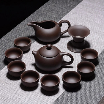 Сервиз за чай Zisha Набор от китайски лилави глинени чайници Настойка за чай Ръчно изработена чаша за чай Безплатна доставка
