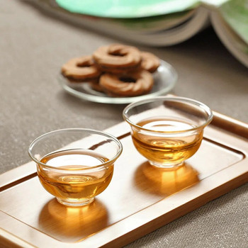 6 бр./партида Топлоустойчиво прозрачно еднослойно стъкло Малък комплект кунг-фу чаши за чай 35 мл чаши магнолия Аксесоари за сервиз за чай за пътуване