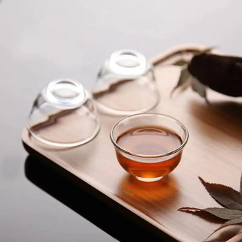 6 бр./партида Топлоустойчиво прозрачно еднослойно стъкло Малък комплект кунг-фу чаши за чай 35 мл чаши магнолия Аксесоари за сервиз за чай за пътуване
