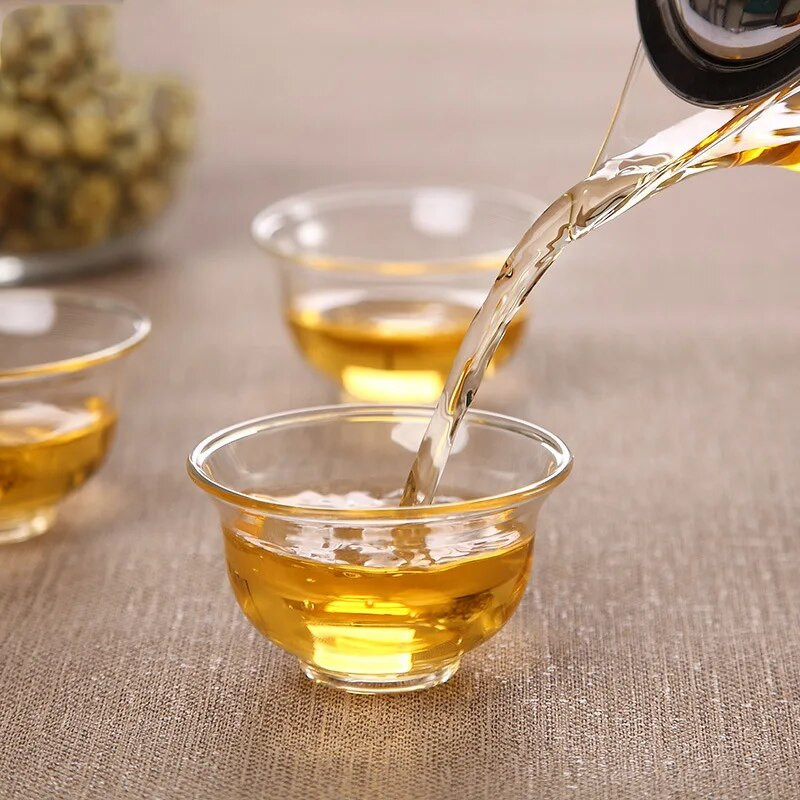 6Pcs/Lot Prozirno jednoslojno staklo otporno na toplinu Mali Kung Fu set šalica za čaj 35ml Magnolia šalice Dodaci za putni set za čaj