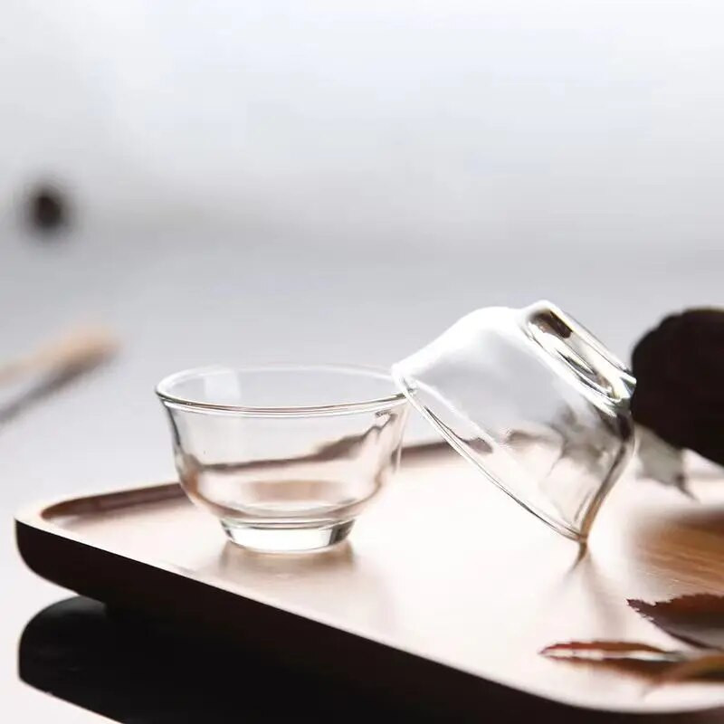 6Pcs/Lot Prozirno jednoslojno staklo otporno na toplinu Mali Kung Fu set šalica za čaj 35ml Magnolia šalice Dodaci za putni set za čaj