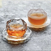 1vnt japoniškas rankų darbo plaktuko rašto arbatos puodelis su šaldytu skaidriu Kungfu arbatos puodeliu padėkliuko vyno puodelis namų biuro gėrimai 45 ml