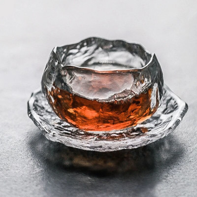 1vnt japoniškas rankų darbo plaktuko rašto arbatos puodelis su šaldytu skaidriu Kungfu arbatos puodeliu padėkliuko vyno puodelis namų biuro gėrimai 45 ml