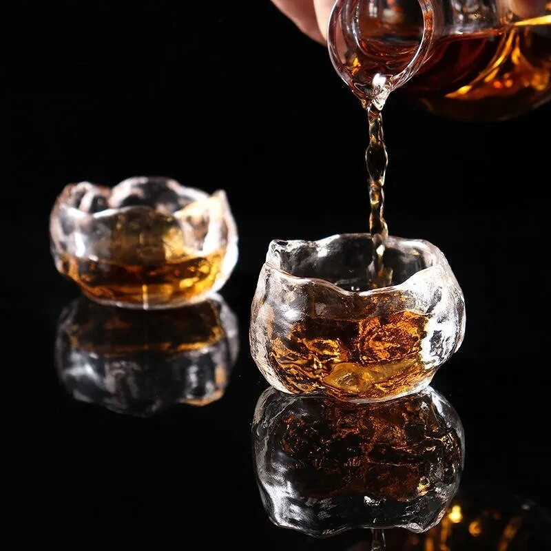 1vnt japoniškas rankų darbo plaktuko rašto arbatos puodelis su šaldytu skaidriu Kungfu arbatos puodeliu padėkliuko vyno puodelis namų biuro gėrimai 45 ml