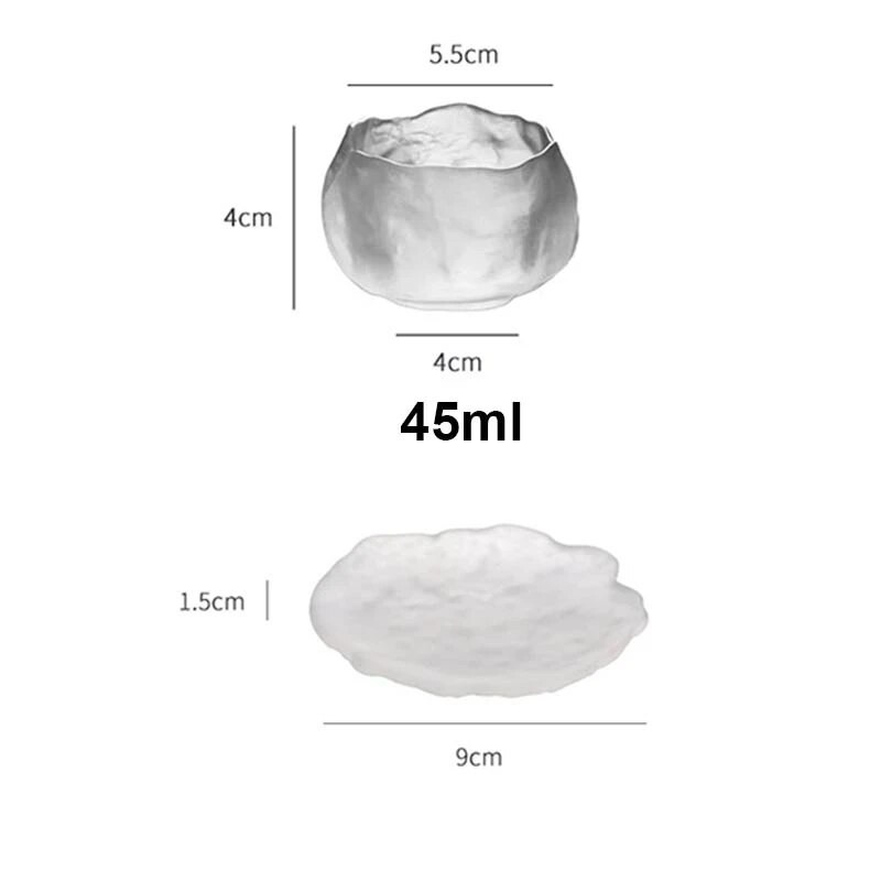 1vnt japoniškas rankų darbo plaktuko rašto arbatos puodelis su šaldytu skaidriu Kungfu arbatos puodeliu padėkliuko vyno puodelis namų biuro gėrimai 45 ml