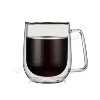 300 ml didelės dvigubos sienelės stiklinis espreso kavos puodelis su rankena Karščiui atspari arbata Alus Pienas Citrinų sultys Kavos puodelis Gėrimų indai Dovanos