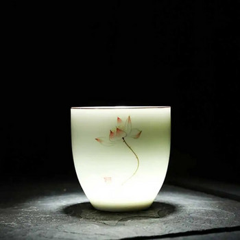 150 ml Κεραμικό φλιτζάνι τσαγιού Κινέζικο Retro Ru Kiln Ζωγραφισμένο στο χέρι Μικρό φλιτζάνι τσαγιού Kung Fu Lotus/Bamboo/Zen Pattern Drinkware Gif