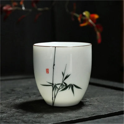 150 ml Κεραμικό φλιτζάνι τσαγιού Κινέζικο Retro Ru Kiln Ζωγραφισμένο στο χέρι Μικρό φλιτζάνι τσαγιού Kung Fu Lotus/Bamboo/Zen Pattern Drinkware Gif