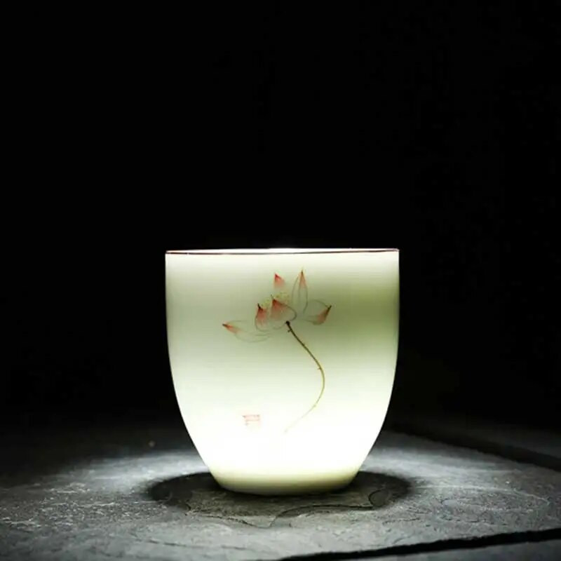 150 ml Κεραμικό φλιτζάνι τσαγιού Κινέζικο Retro Ru Kiln Ζωγραφισμένο στο χέρι Μικρό φλιτζάνι τσαγιού Kung Fu Lotus/Bamboo/Zen Pattern Drinkware Gif