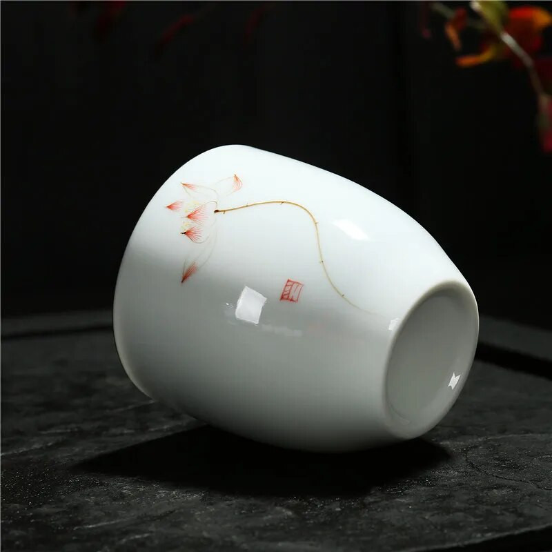 150 ml Κεραμικό φλιτζάνι τσαγιού Κινέζικο Retro Ru Kiln Ζωγραφισμένο στο χέρι Μικρό φλιτζάνι τσαγιού Kung Fu Lotus/Bamboo/Zen Pattern Drinkware Gif