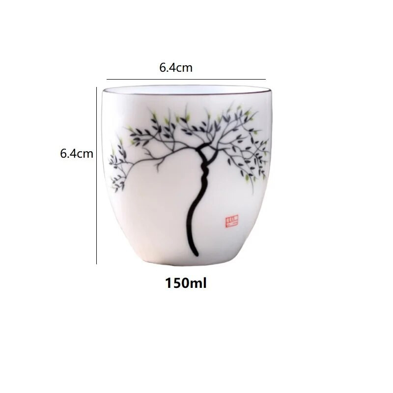 150 ml Κεραμικό φλιτζάνι τσαγιού Κινέζικο Retro Ru Kiln Ζωγραφισμένο στο χέρι Μικρό φλιτζάνι τσαγιού Kung Fu Lotus/Bamboo/Zen Pattern Drinkware Gif