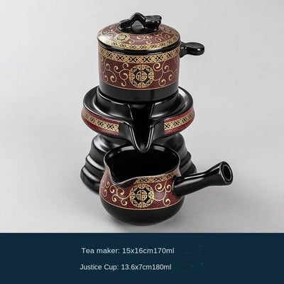 Lazy Half Automatic Creative Stone Mill Rotating Water Out Kung Fu Tea Maker Σετ κεραμικό τσαγιέρα