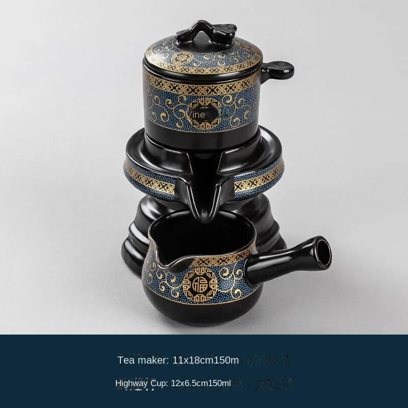 Lazy pusiau automatinis Creative Stone malūnas, besisukantis vanduo Kung Fu arbatos virimo aparato rinkinys Keraminis arbatinukas arbatinukas