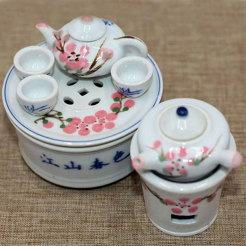 1 rinkinys Mini arbatos indų aukšto restauravimo kinų stiliaus retro dekoratyvinė keramika vaikų arbatos rinkinys su arbatos padėklu puodelio scenos išdėstymas