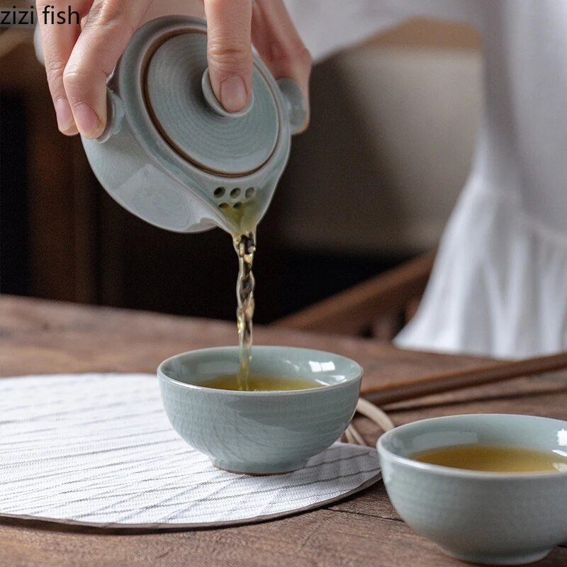 Šiuolaikiniai keraminiai stalo reikmenys arbatinuko stalviršio puošmena Nešiojami kelionių Kung Fu arbatos rinkiniai Porcelianiniai amatai Namų dekoravimo priedai