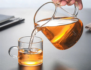 Топлоустойчива прозрачна стъклена кана за чай справедлива чаша ча хай, ръчно изработени чаши за чай кунг фу teaset gongdao Точки за чай с дръжка