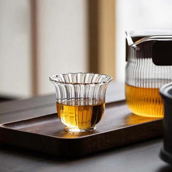 1 Τεμάχιο 75ml Ανθεκτικό στη θερμότητα Nordic Clear Ripple Φλιτζάνια Μαύρο Τσάι Μικρής χωρητικότητας Master Cup Soju Sake Shot Glass ποτηράκι