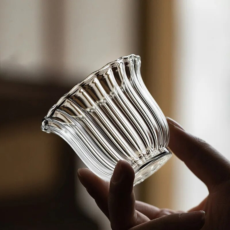 1 bucată, 75 ml, rezistente la căldură, nordic, cești de ceai cu ondulare clară, ceașcă de ceai negru, ceașcă master de capacitate mică, pahar de sticlă pentru sake de soju