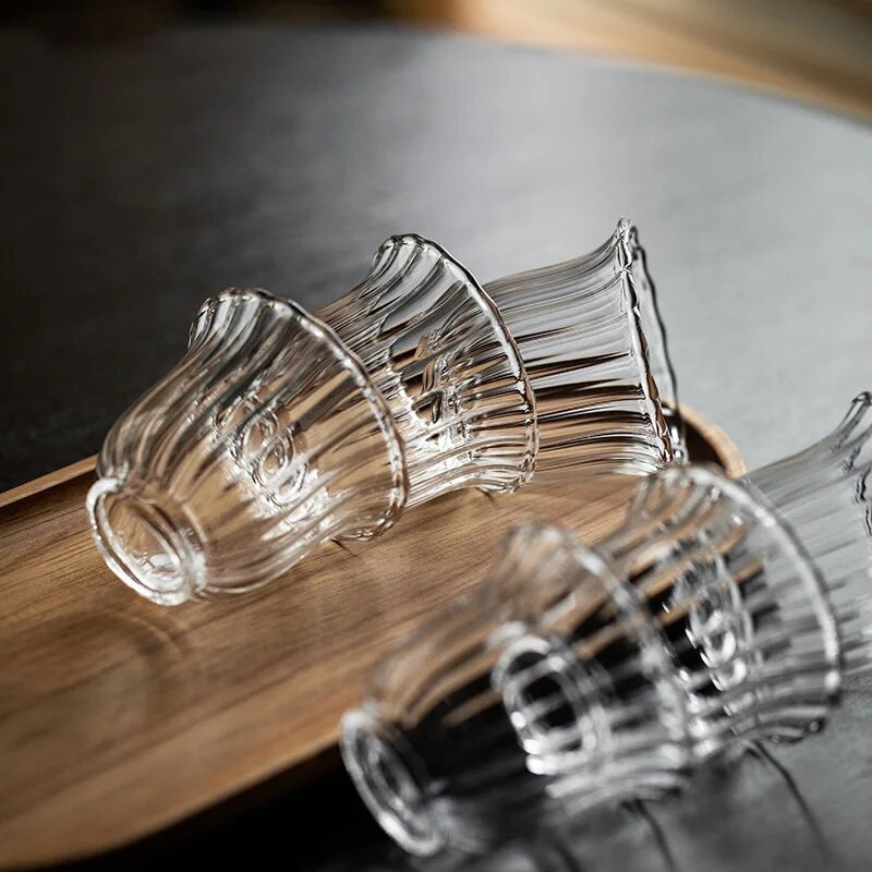 1 bucată, 75 ml, rezistente la căldură, nordic, cești de ceai cu ondulare clară, ceașcă de ceai negru, ceașcă master de capacitate mică, pahar de sticlă pentru sake de soju