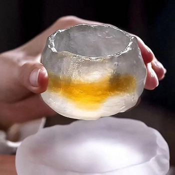 Висококачествена ръчно изработена стъклена кристална чаша Liuli, удебелена топлоустойчива чаша за чай Kungfu, японска малка чаша за вино