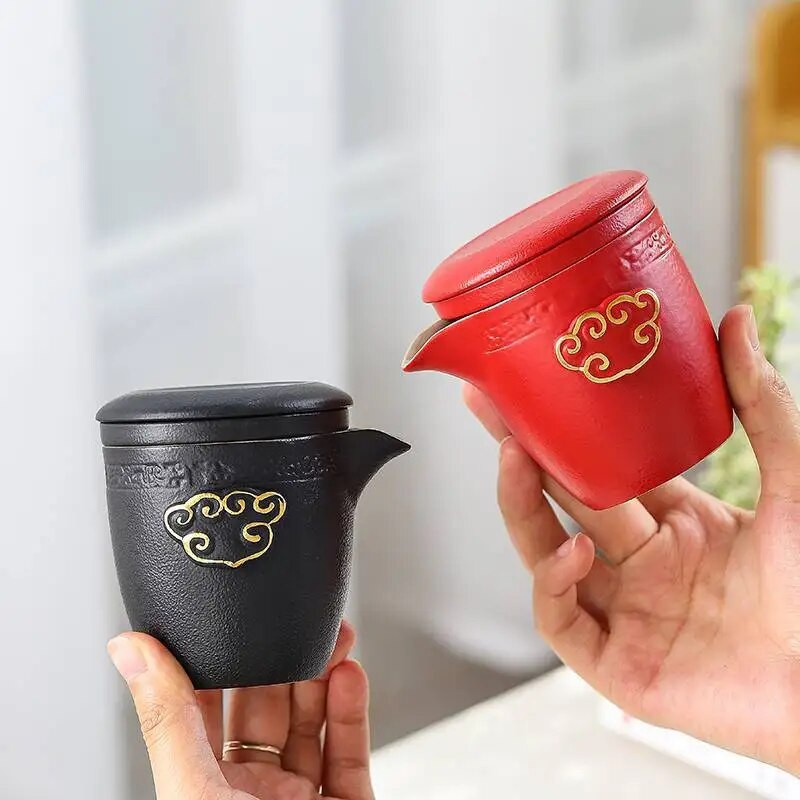 Κεραμικό σετ τσαγιού ταξιδιού με συσκευή έγχυσης τσαγιού 1 δοχείο 2 μίνι φλιτζάνι κινέζικο φλιτζάνι τσαγιού Gung Fu φορητή τσάντα για υπαίθριο πικνίκ γραφείου στο σπίτι