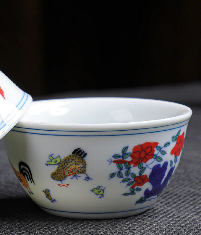 1vnt kelių spalvų vištienos dubenėlio puodelis Keraminis arbatos dubuo kinų stiliaus buitinis arbatos puodelis arbatos ruošimo įrankiai Kung Fu arbatos rinkinys