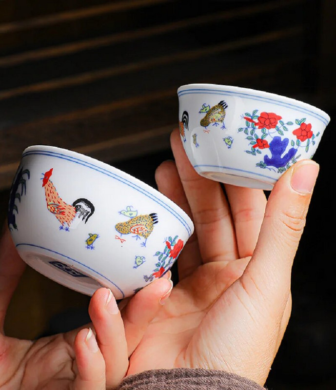 1vnt kelių spalvų vištienos dubenėlio puodelis Keraminis arbatos dubuo kinų stiliaus buitinis arbatos puodelis arbatos ruošimo įrankiai Kung Fu arbatos rinkinys