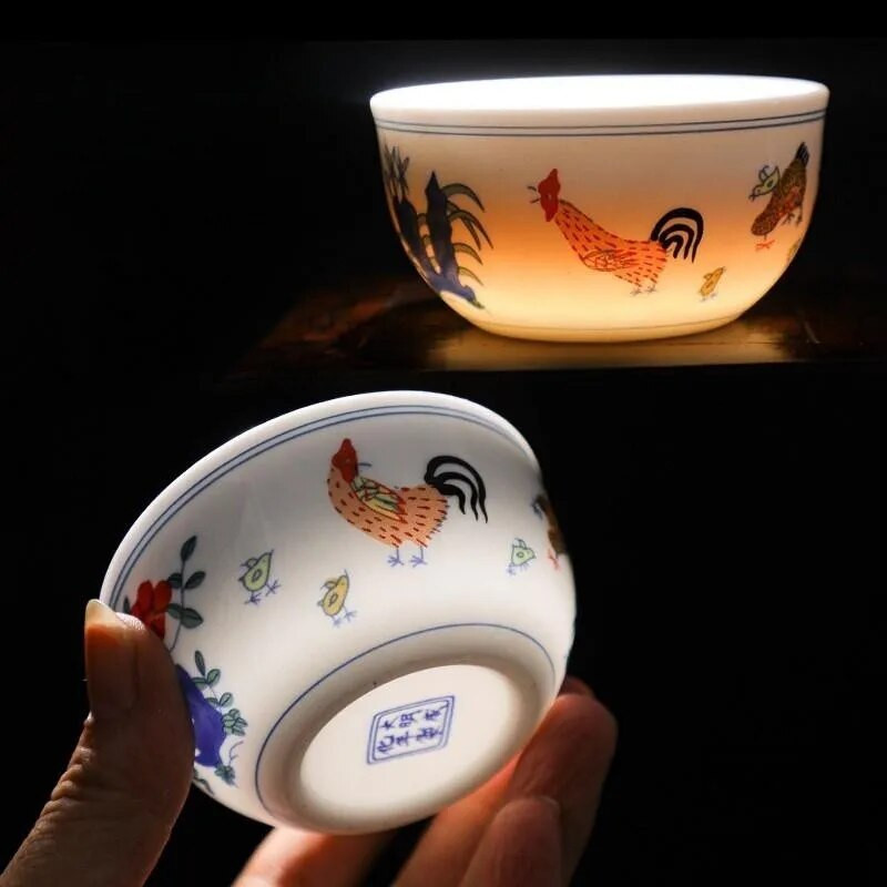 1vnt kelių spalvų vištienos dubenėlio puodelis Keraminis arbatos dubuo kinų stiliaus buitinis arbatos puodelis arbatos ruošimo įrankiai Kung Fu arbatos rinkinys