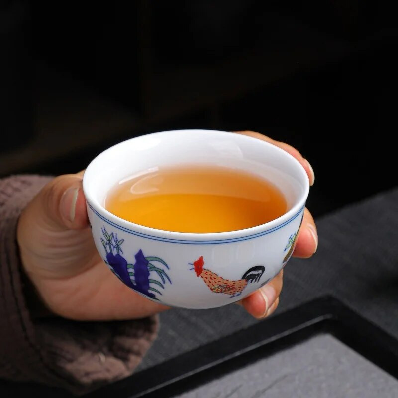 1vnt kelių spalvų vištienos dubenėlio puodelis Keraminis arbatos dubuo kinų stiliaus buitinis arbatos puodelis arbatos ruošimo įrankiai Kung Fu arbatos rinkinys