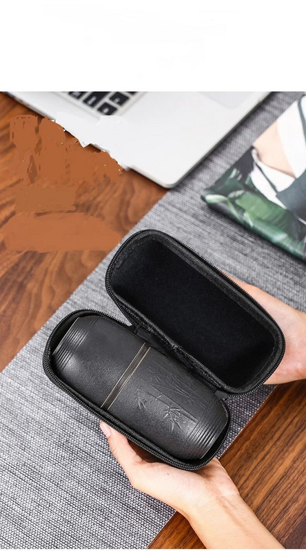 Σετ τσαγιού ταξιδιού Φορητό τσαγιέρα μωβ άμμου Πορσελάνινη τσαγιέρα Gaiwan Φλιτζάνια τσαγιού Τελετή τσαγιού με σακούλα ταξιδιού κινέζικο τσάι