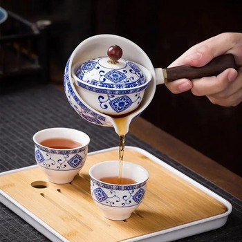 Κεραμική Τσαγιέρα Κινέζικου Gongfu Tea Pot 160ml Tea Maker Infuser 360 Rotation Single Pot Portable Chinese Gongfu Tea Supplies