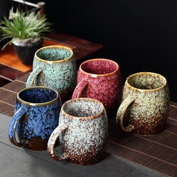 400ml Big China Ceramic Mug Kiln Change Φλιτζάνι καφέ Φλιτζάνια Νερού πορσελάνης Κεραμικά Φλιτζάνια Τσάι Δώρο Χονδρική Ποτό σκεύη με χερούλι