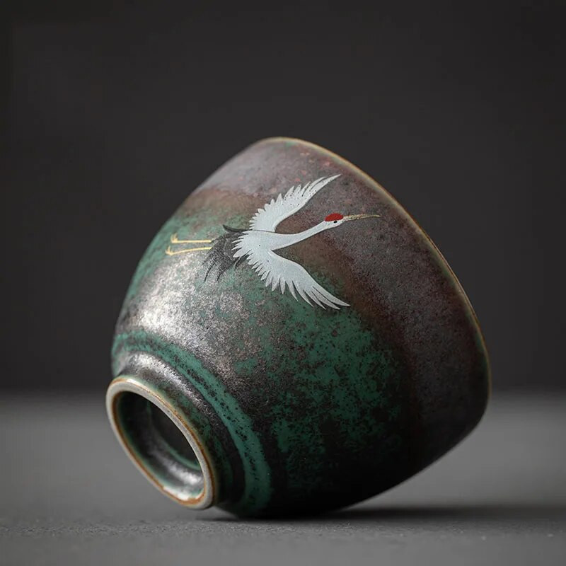 CHANSHOVA Φλιτζάνι τσαγιού σε παραδοσιακό κινέζικο στυλ Μοτίβο ιπτάμενου γερανού Ρετρό κεραμικό φλιτζάνι τσαγιού Φλιτζάνι καφέ Κίνα Χονδρόκοκκο κύπελλα κεραμικής H571