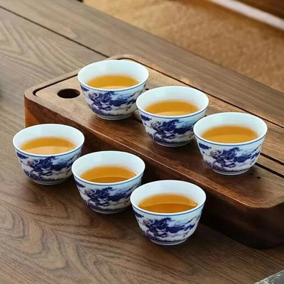 55 ml 1 бр. Ретро синя и бяла порцеланова чаша за чай Керамична чаша за чай Kung Fu Чаша за кафе Керамични чаши Домакински следобедни чаши за чай Чаша за вино