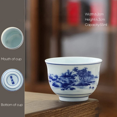 55ml 1 τεμ. Ρετρό Μπλε και Λευκό Φλιτζάνι Τσαγιού Πορσελάνης Κεραμικό Κουνγκ Φου Φλιτζάνι Καφέ Κεραμικά Φλυτζάνια Καφέ Οικιακά Απογευματινά Φλιτζάνια Τσαγιού Κύπελλο κρασιού
