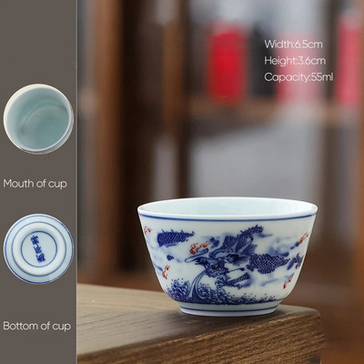 55ml 1 τεμ. Ρετρό Μπλε και Λευκό Φλιτζάνι Τσαγιού Πορσελάνης Κεραμικό Κουνγκ Φου Φλιτζάνι Καφέ Κεραμικά Φλυτζάνια Καφέ Οικιακά Απογευματινά Φλιτζάνια Τσαγιού Κύπελλο κρασιού