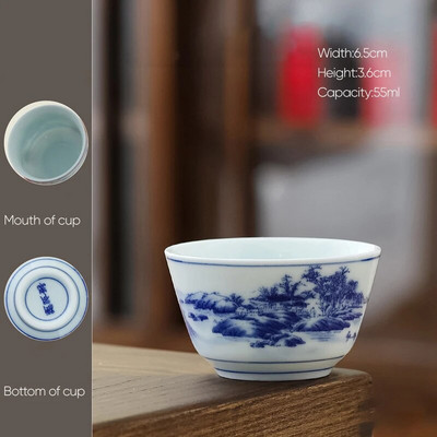55ml 1 τεμ. Ρετρό Μπλε και Λευκό Φλιτζάνι Τσαγιού Πορσελάνης Κεραμικό Κουνγκ Φου Φλιτζάνι Καφέ Κεραμικά Φλυτζάνια Καφέ Οικιακά Απογευματινά Φλιτζάνια Τσαγιού Κύπελλο κρασιού
