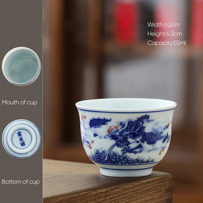 55ml 1 τεμ. Ρετρό Μπλε και Λευκό Φλιτζάνι Τσαγιού Πορσελάνης Κεραμικό Κουνγκ Φου Φλιτζάνι Καφέ Κεραμικά Φλυτζάνια Καφέ Οικιακά Απογευματινά Φλιτζάνια Τσαγιού Κύπελλο κρασιού