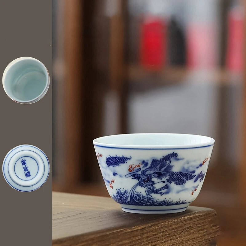 55ml 1 τεμ. Ρετρό Μπλε και Λευκό Φλιτζάνι Τσαγιού Πορσελάνης Κεραμικό Κουνγκ Φου Φλιτζάνι Καφέ Κεραμικά Φλυτζάνια Καφέ Οικιακά Απογευματινά Φλιτζάνια Τσαγιού Κύπελλο κρασιού