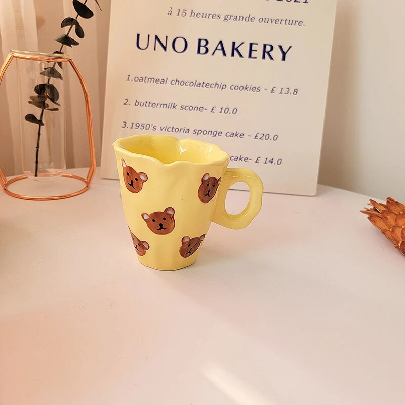 250ml Rankų žiupsnelis Puodelis Mielas Meškiukas Kavos Pieno Gėrimai Puodelis Kūrybinis Netaisyklingas Debesis Keraminė Pora Vandens Puodelis Pusryčių Dovana studentui