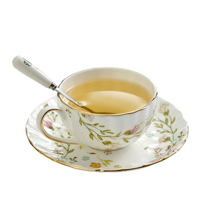 Holaroom Set de farfurii de cești în stil pastoral nordic, ceai practic parfumat, ceai de cafea din ceramică, ceașcă de băut cu apă, veselă de bucătărie