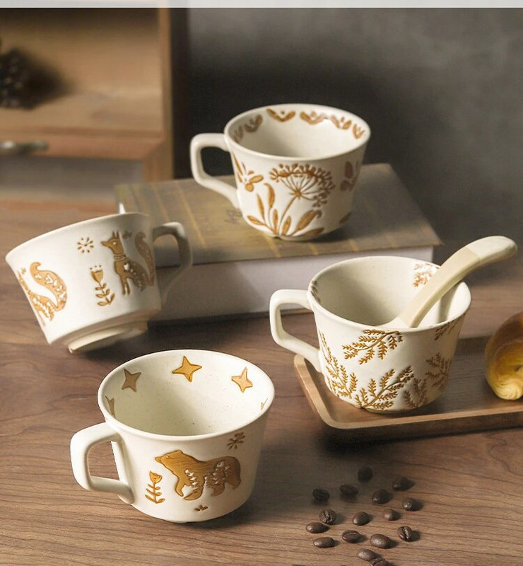 Căni Retro Ceramică Cana de cafea Gospodărie Birou Cupă de apă Imprimare creativă Bucătărie Acasă Bucătărie Practică Creativă