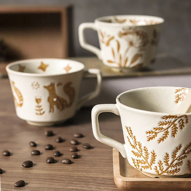 Căni Retro Ceramică Cana de cafea Gospodărie Birou Cupă de apă Imprimare creativă Bucătărie Acasă Bucătărie Practică Creativă