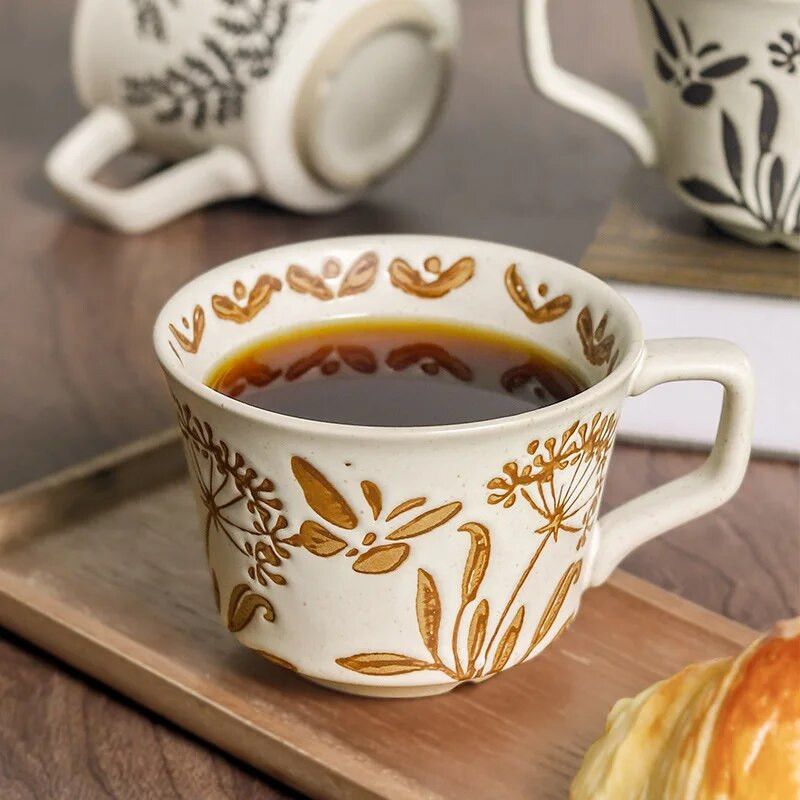 Căni Retro Ceramică Cana de cafea Gospodărie Birou Cupă de apă Imprimare creativă Bucătărie Acasă Bucătărie Practică Creativă