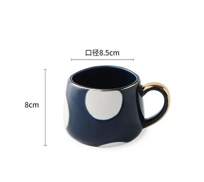 380ml Nordic Creative Puodelis Rankomis dažytas geometriniais dryžiais banguotu pilvu Keraminis pusryčių pieno puodelis Dot Style Lovers kavos puodelis