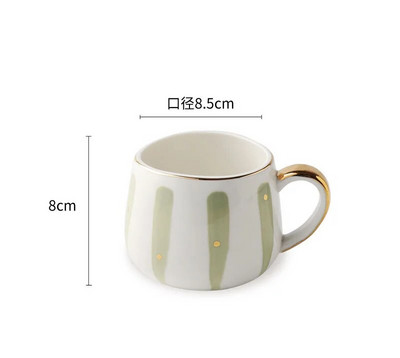 380ml Nordic Creative Puodelis Rankomis dažytas geometriniais dryžiais banguotu pilvu Keraminis pusryčių pieno puodelis Dot Style Lovers kavos puodelis