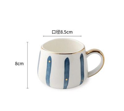 380ml Nordic Creative Puodelis Rankomis dažytas geometriniais dryžiais banguotu pilvu Keraminis pusryčių pieno puodelis Dot Style Lovers kavos puodelis