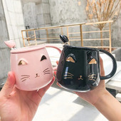 Keraminiai puodeliai Ranka pieštas auksinis animacinis kačių kavos puodelis kūrybingas gėrimų indai Kavos arbatos puodeliai Naujovė Dovanos pieno puodelis