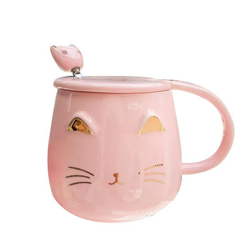 Керамични чаши Ръчно рисувана златна карикатура на котка Чаша за кафе Творчески прибори за пиене Кафе Чаши за чай Нови подаръци Чаша за мляко